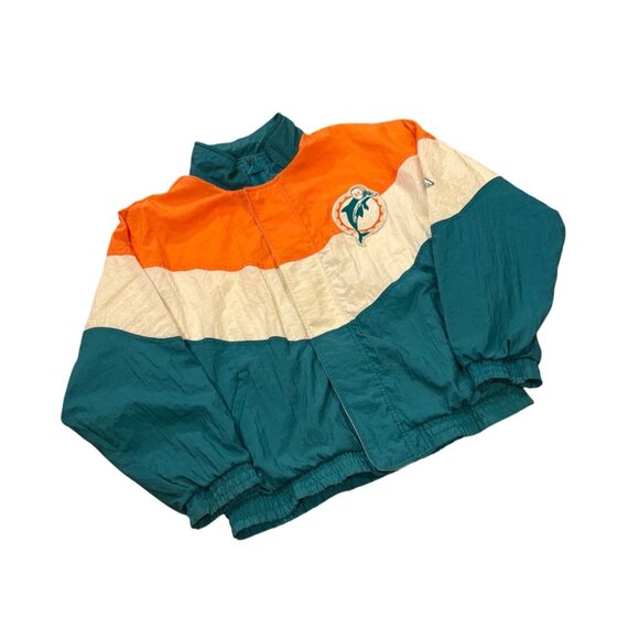 Vintage 1990's Apex One Miami Dolphins NFL Full Zip Windbreaker Jacket Medium - Picture 3 of 8